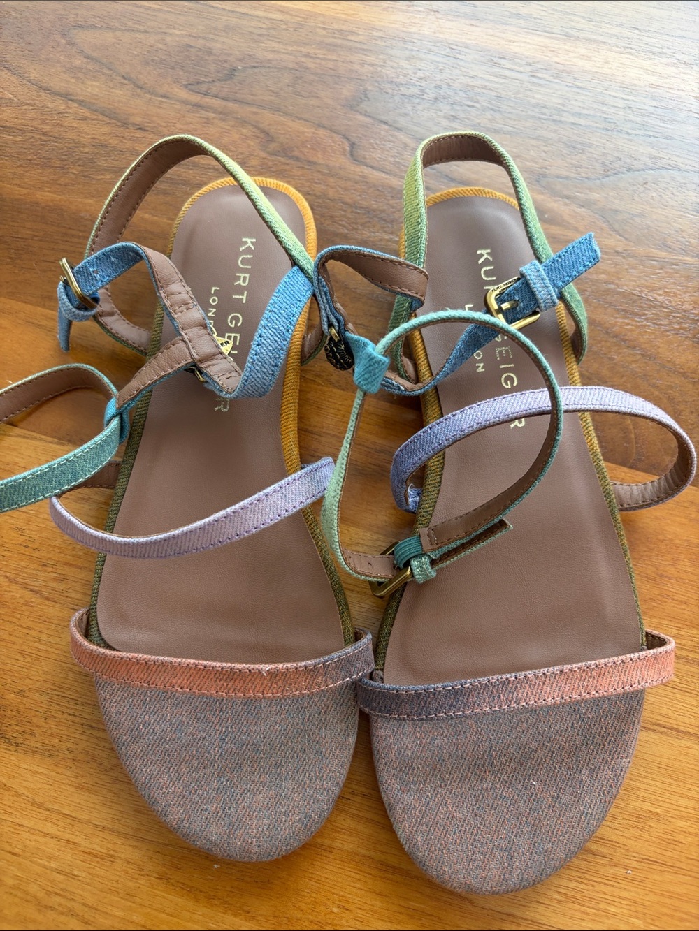 Kurt Geiger Pastel Rainbow Strappy Flat Sandals